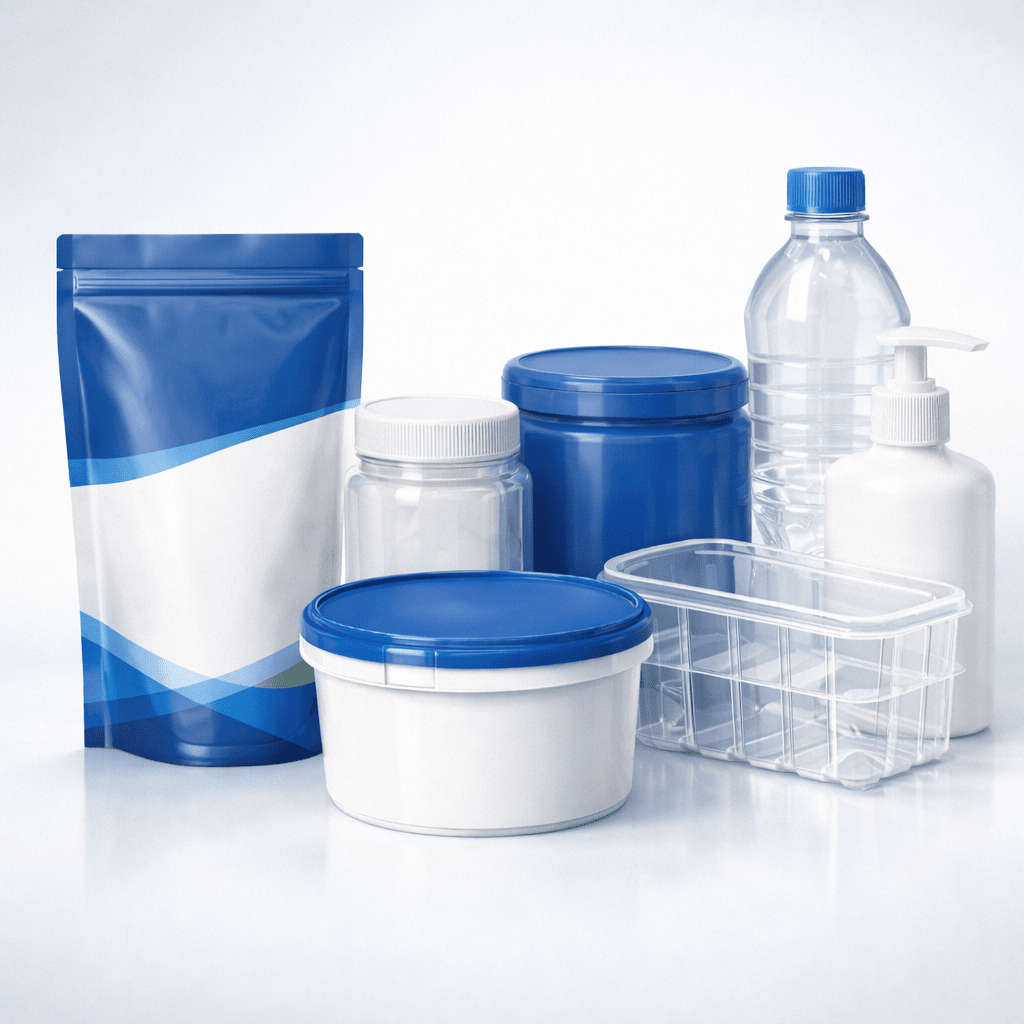 Variety of plastic packaging containers