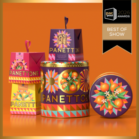 Sainsbury's Taste the Difference Panettone tins, 2026 PAC Global Awards Best of Show, Brand Marketing Limited Edition