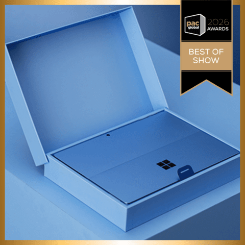 Microsoft Surface packaging, 2026 PAC Global Awards Best of Show, PAC IOU Design